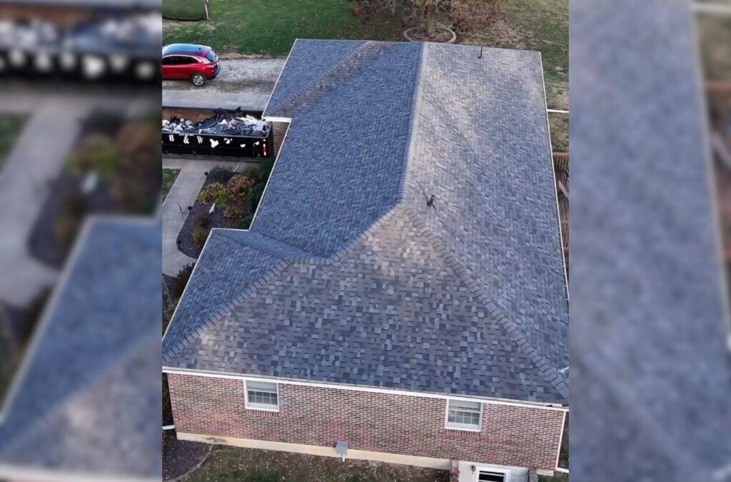 A modern home with a perfectly installed roof by Surge Exteriors, highlighting quality materials and expert roofing solutions. Roofing Company near me.