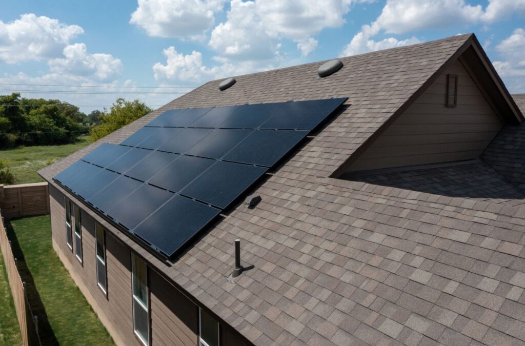 A Surge Exteriors team member performing metal roofing work in Palmyra, MO, highlighting energy savings and structural resilience.